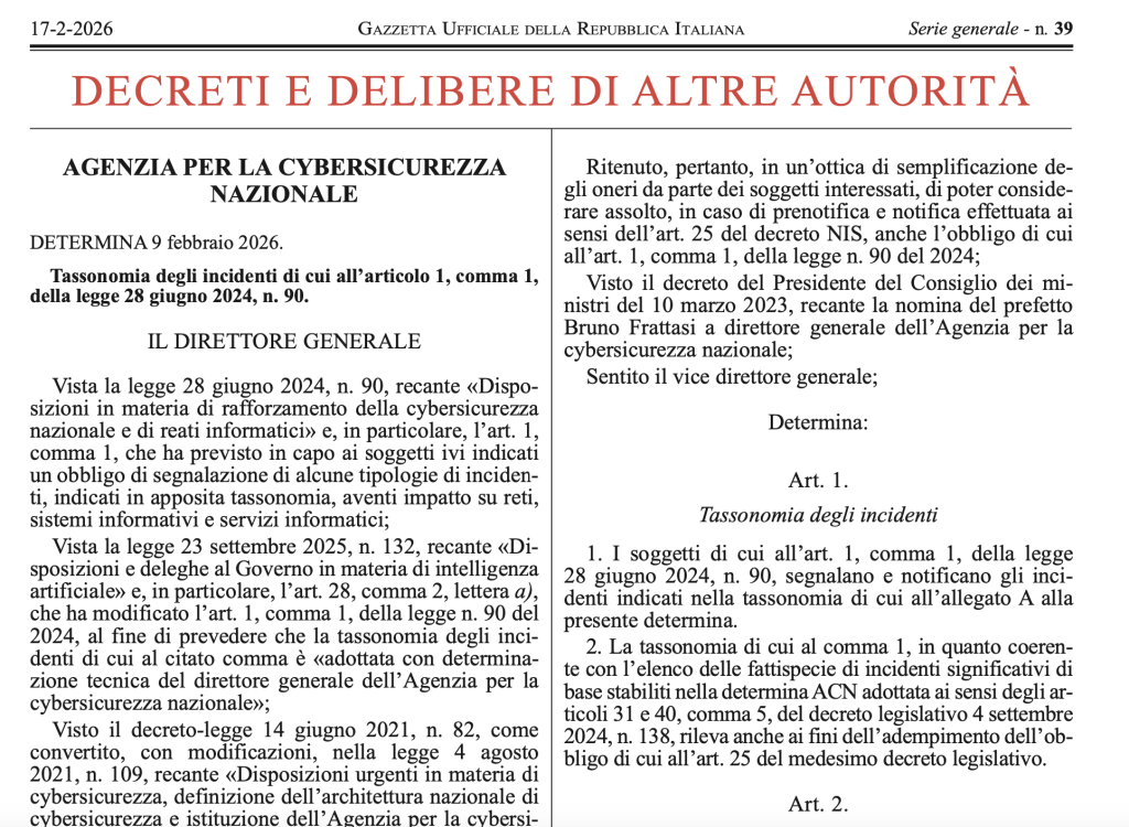 tassonomia degli incidenti e obblighi di segnalazione NIS2